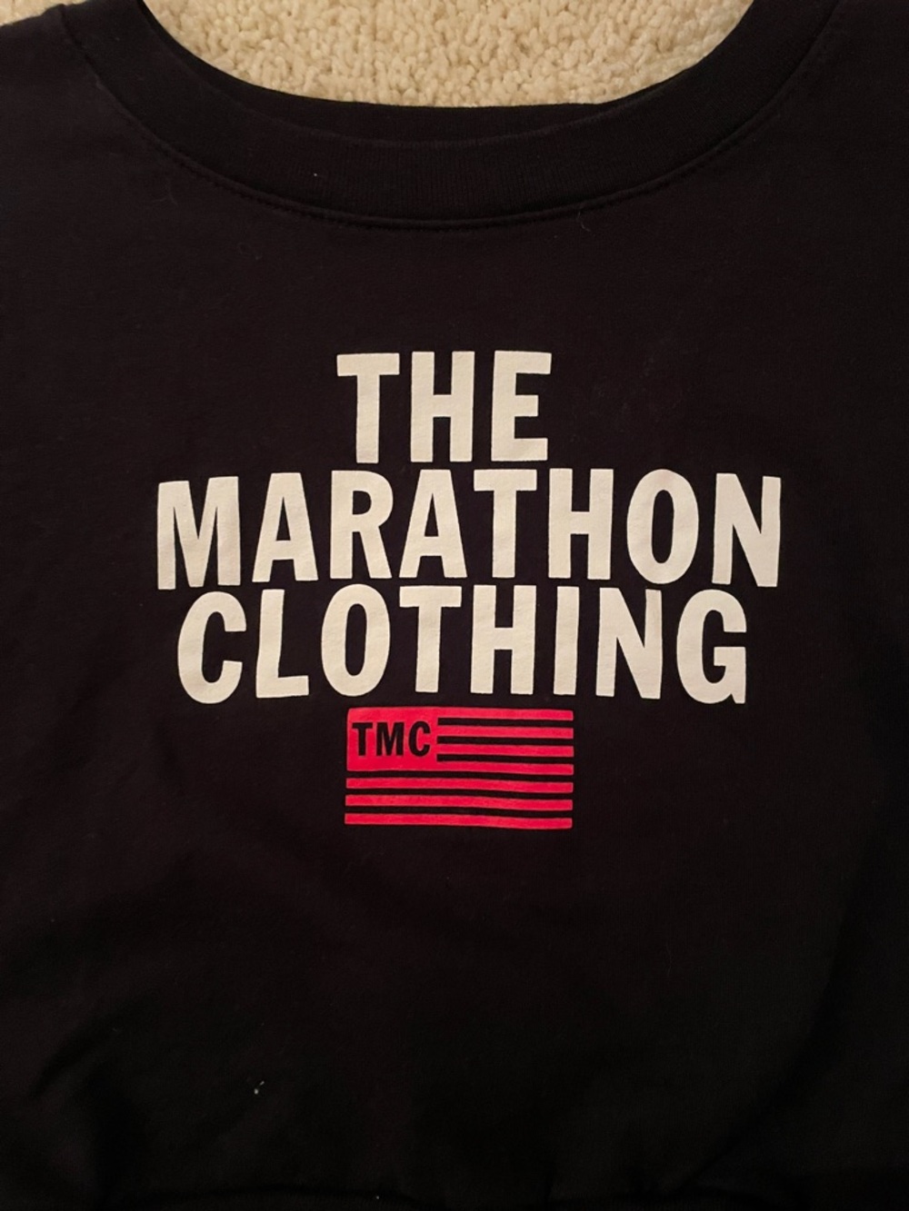 The Marathon Clothing Black Cropped Crewneck with White Logo - Picture 4 of 8